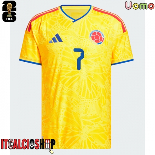 Colombia Luis Diaz #7 Prima Maglia Mondiali 2026 Manica Corta